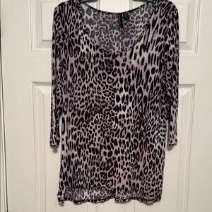 Cynthia Rowley Black and Tan Relaxed 3/4 Sleeve Tunic